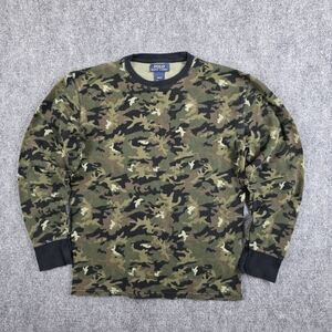 Polo Ralph Lauren Camo Thermal Waffle Knit Shirt Size M Green Urban Survivalist